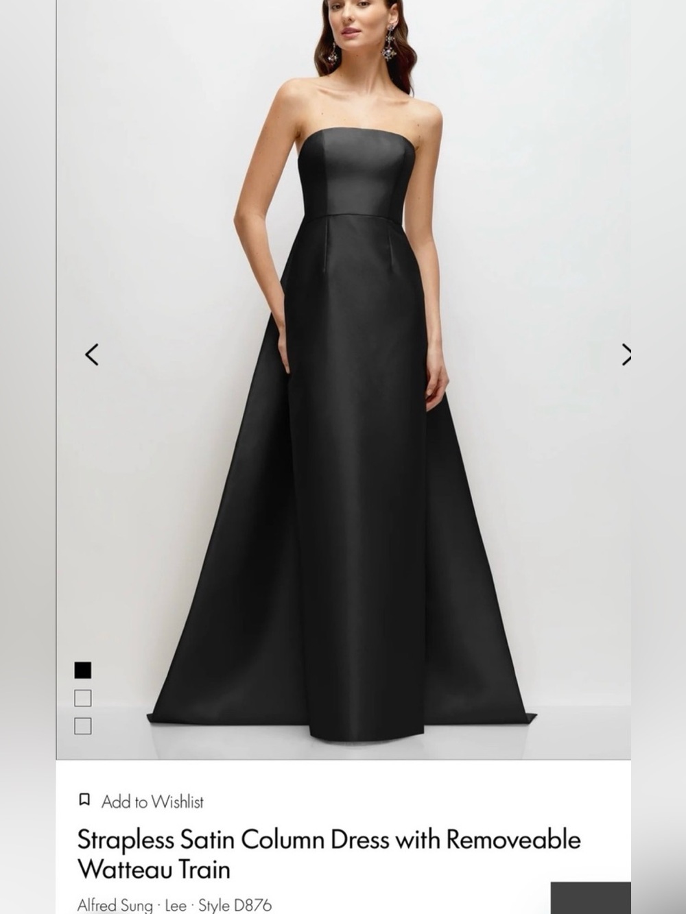 Alfred Sung Strapless Satin Column Dress with Train